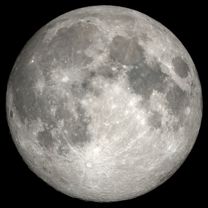 Photographic near side of the Moon overlaid with the 44 LAC quadrangle grid. Click a quadrangle to view its geological map.